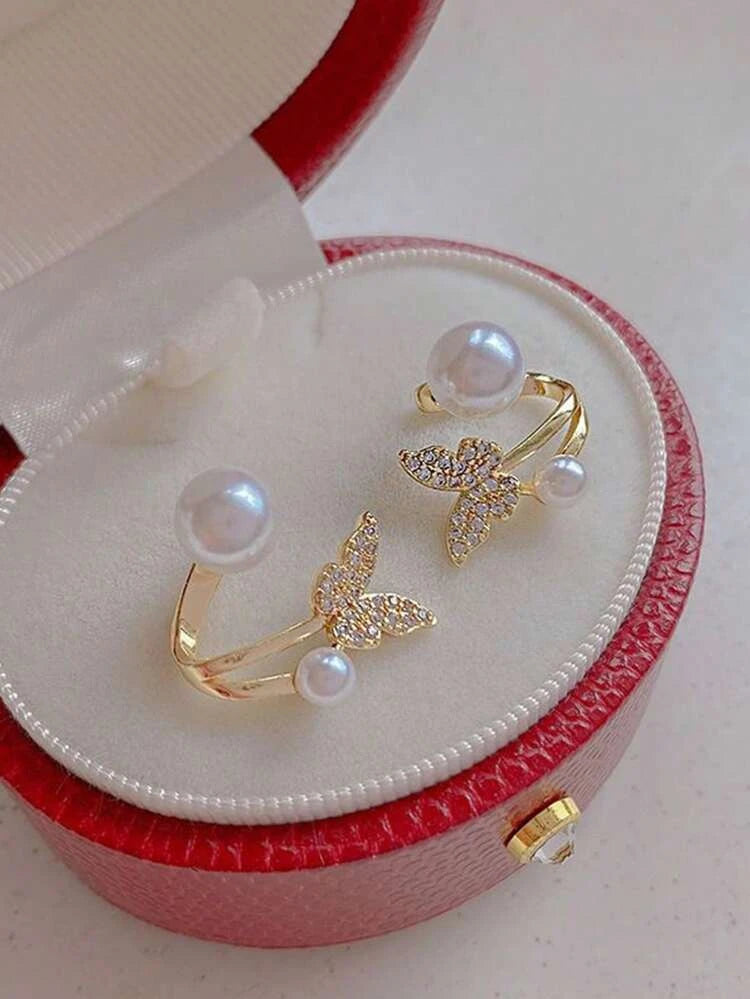 Beautiful Butterfly Pearl Huggie Earrings