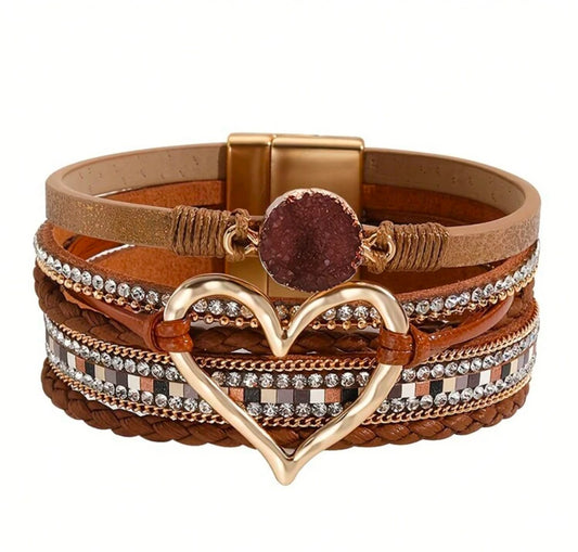 Beautiful Heart Leather Bracelet