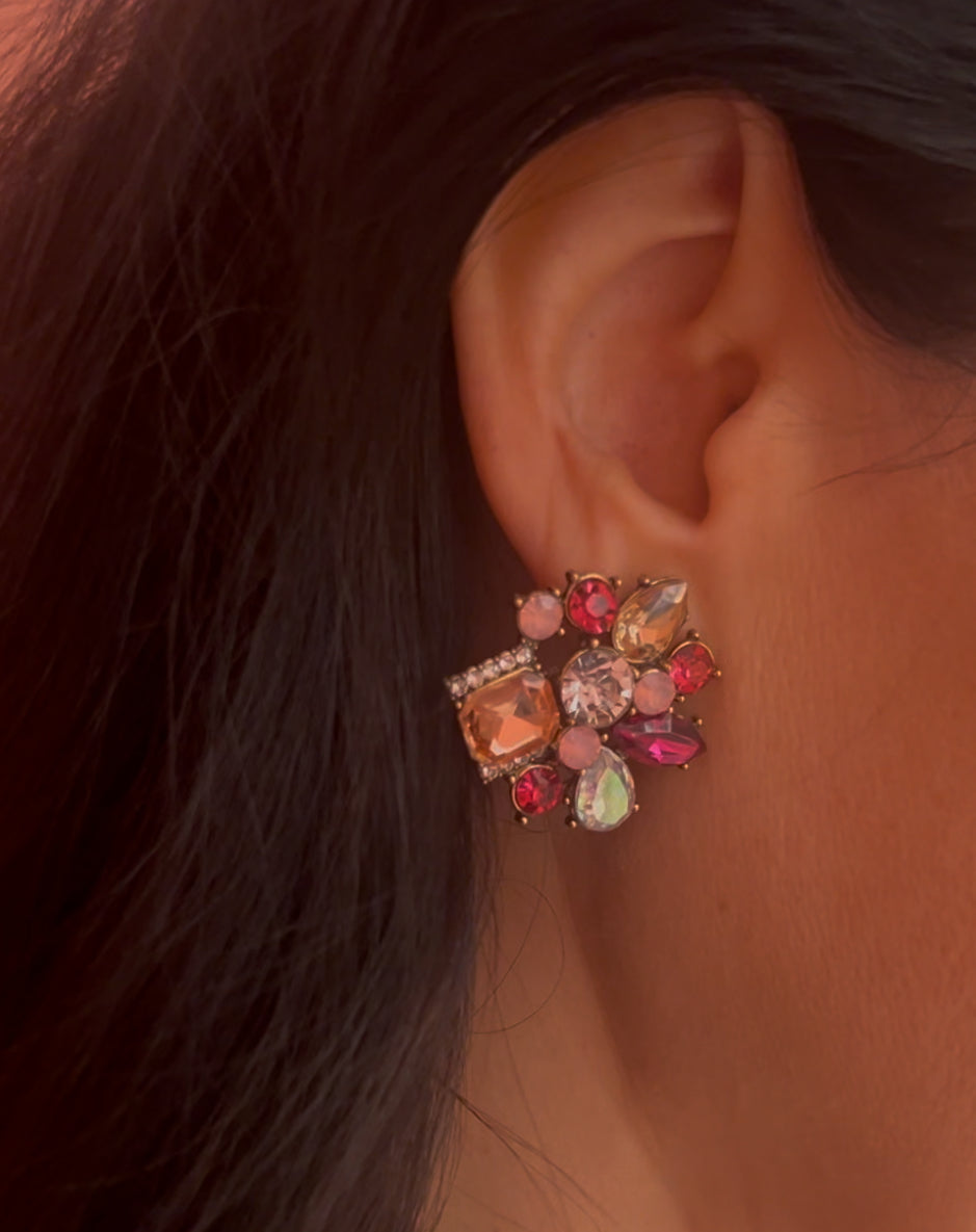 Beautiful Pink Crystal Statement Earrings