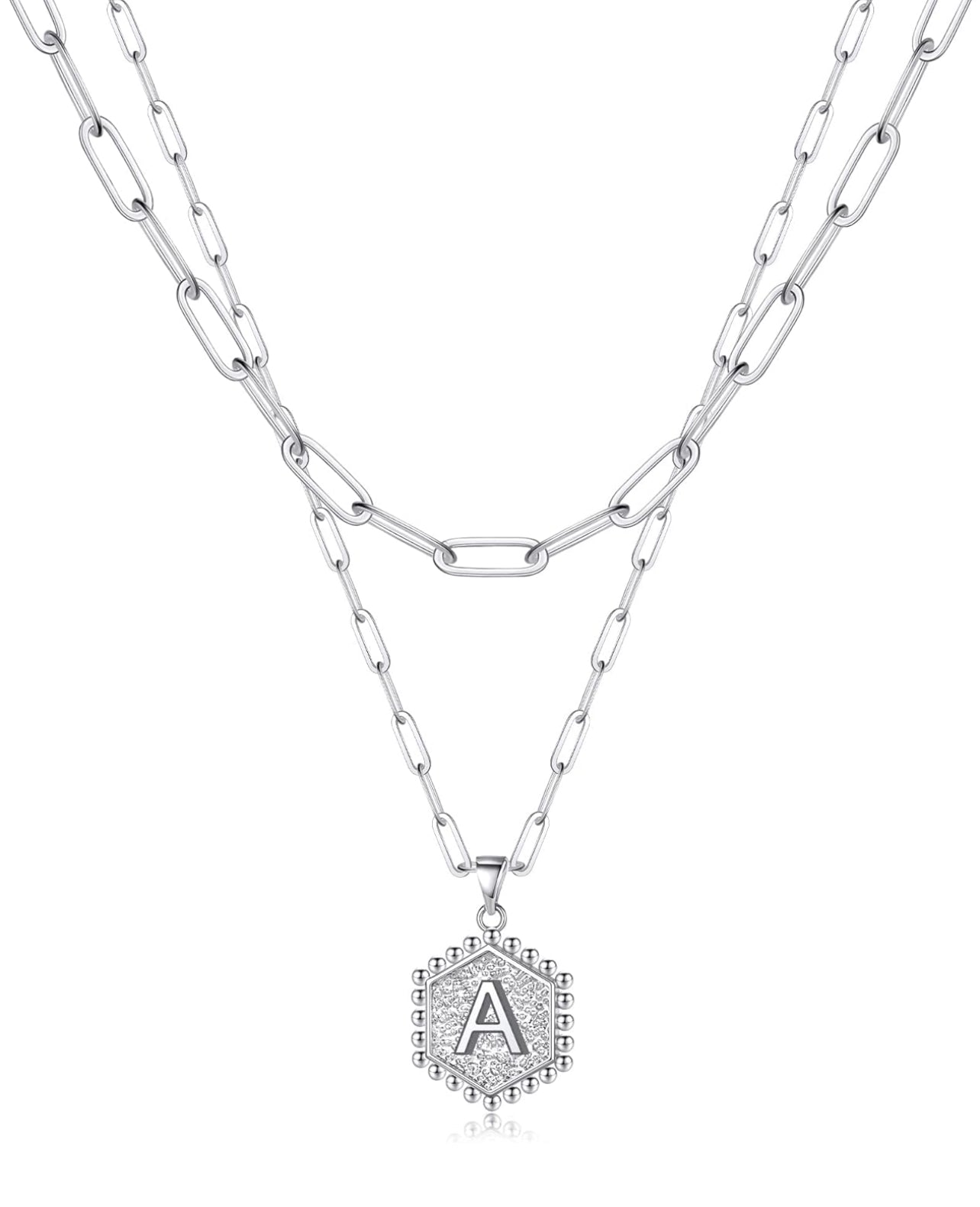 Beautiful Silver Layered Initial Necklaces (A-Z)