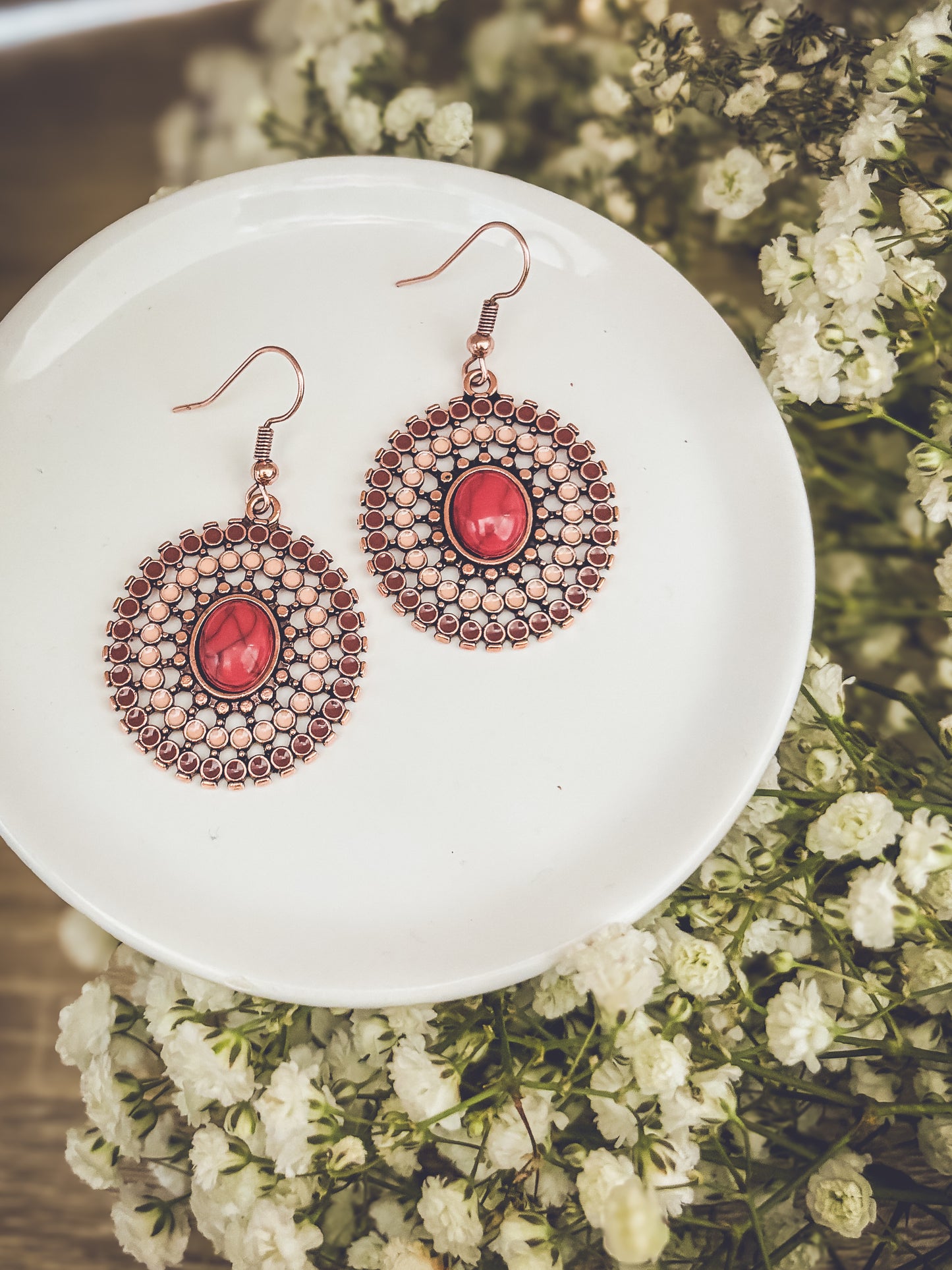 Beautiful Copper and Red Earrings