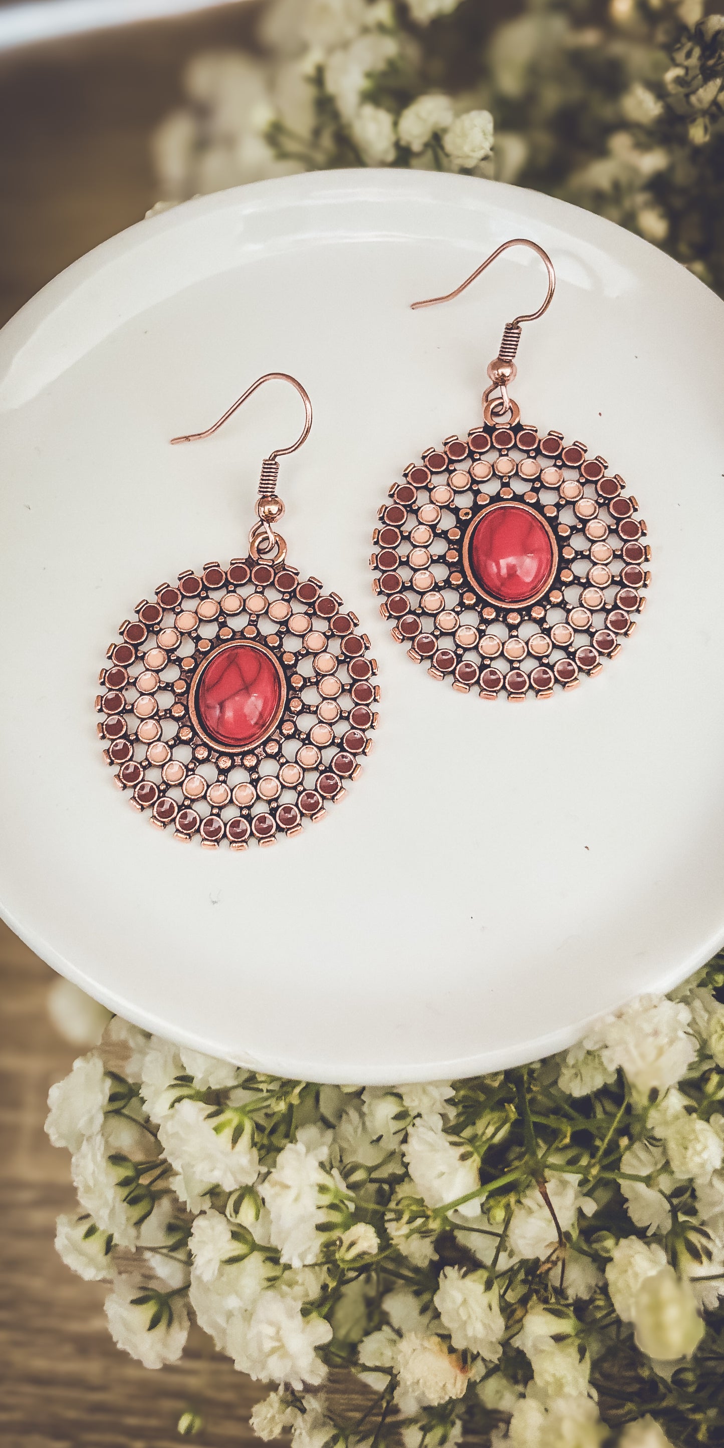 Beautiful Copper and Red Earrings