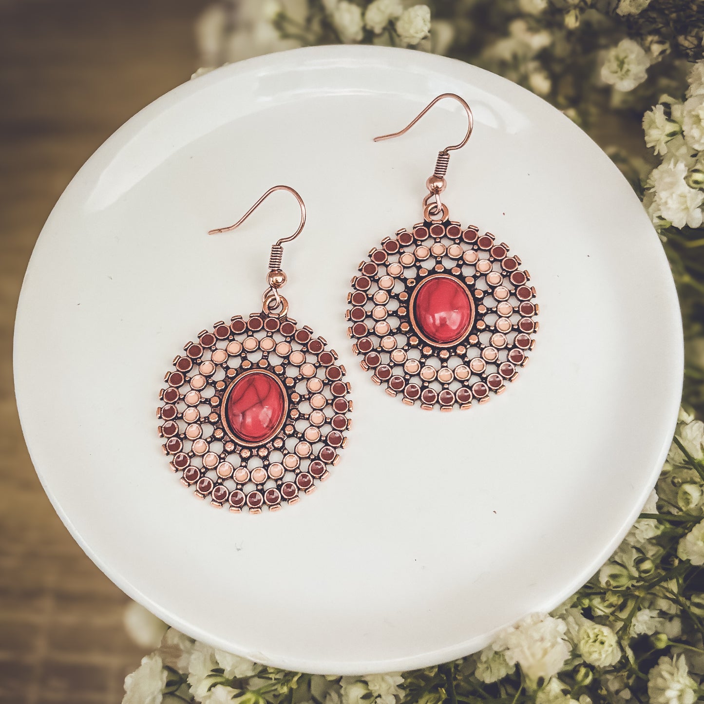 Beautiful Copper and Red Earrings