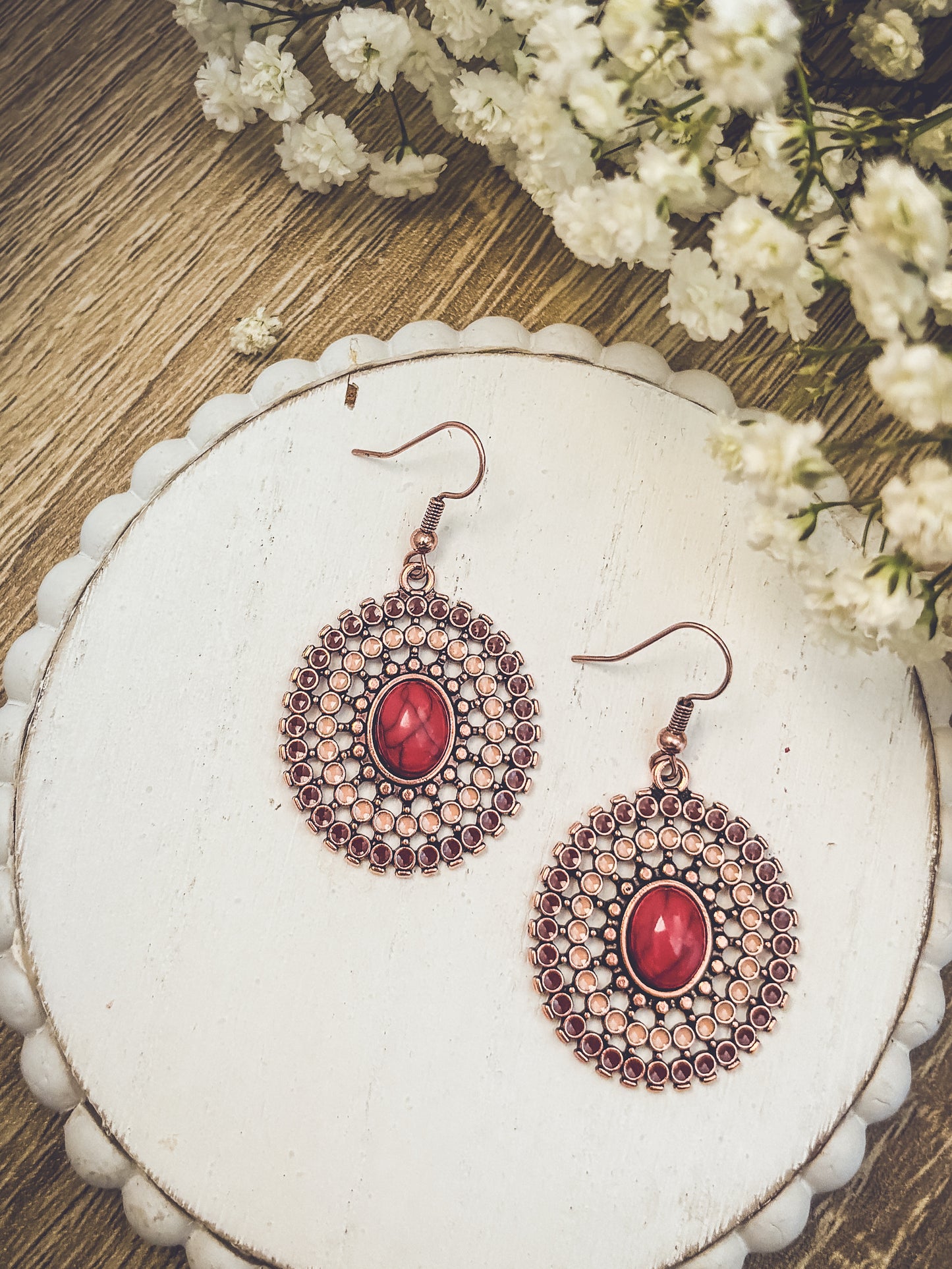 Beautiful Copper and Red Earrings