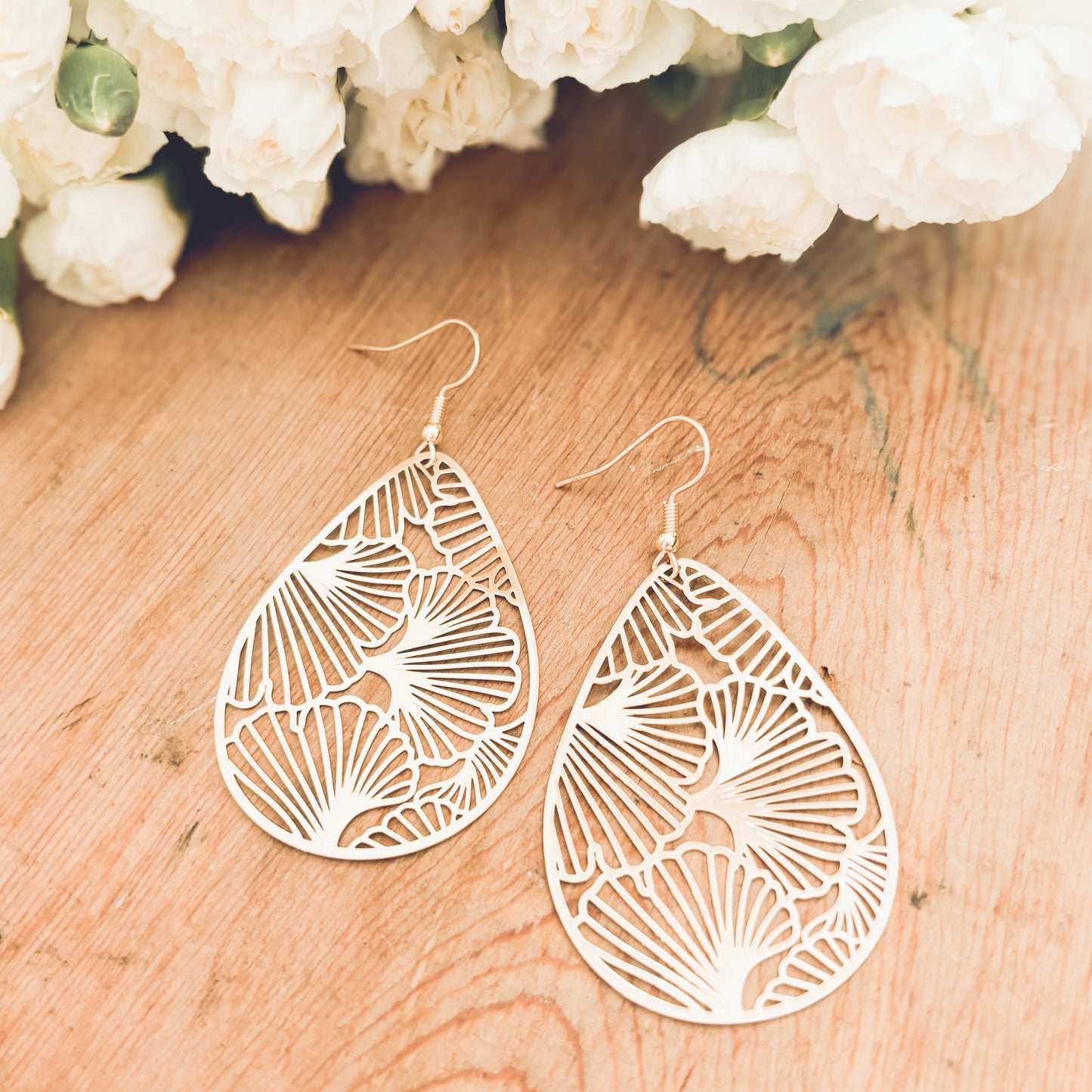 Beautiful Gold or Silver Floral Cut Out Earrings