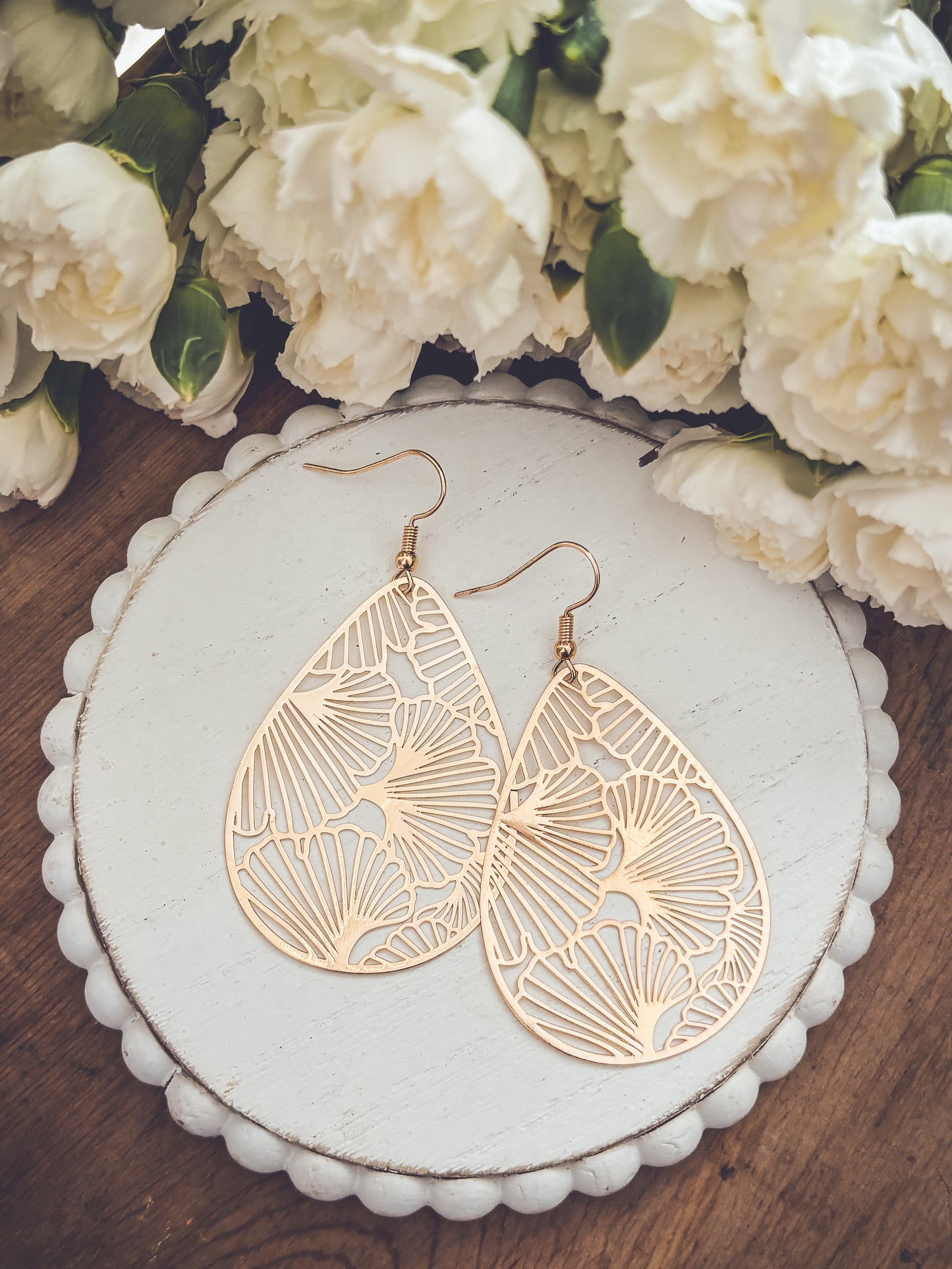 Beautiful Gold or Silver Floral Cut Out Earrings