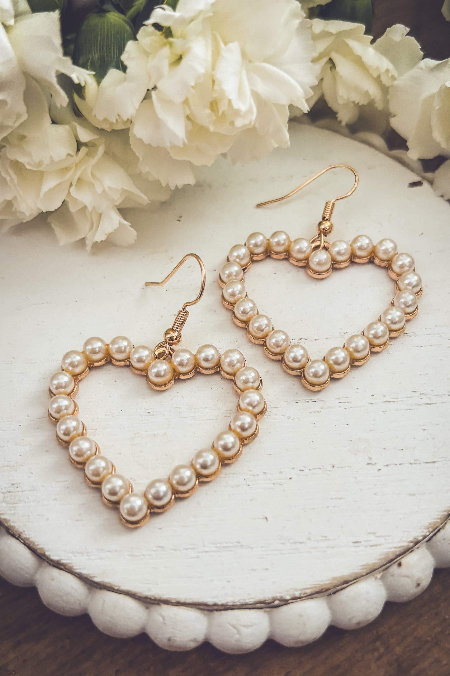 Beautiful Gold and Pearl Heart Earrings