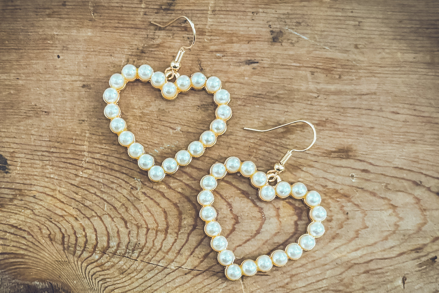 Beautiful Gold and Pearl Heart Earrings