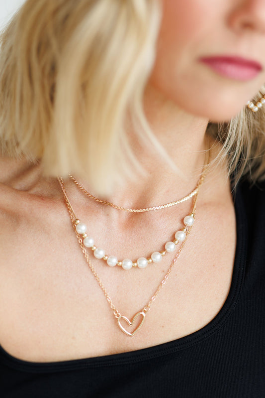 Beautiful Gold and Pearl Heart Necklace