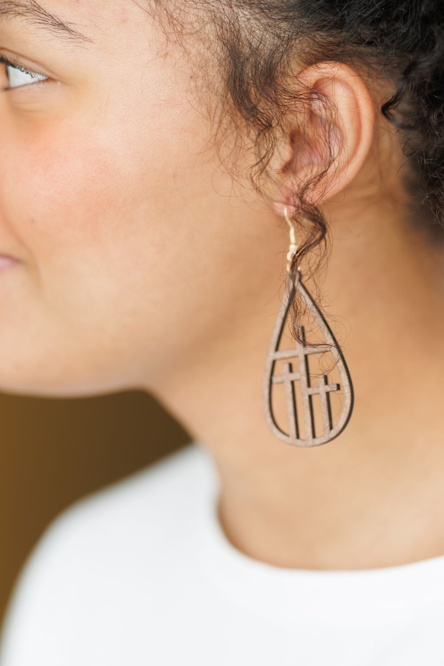 Beautiful Cross at Calvary Wood Earrings