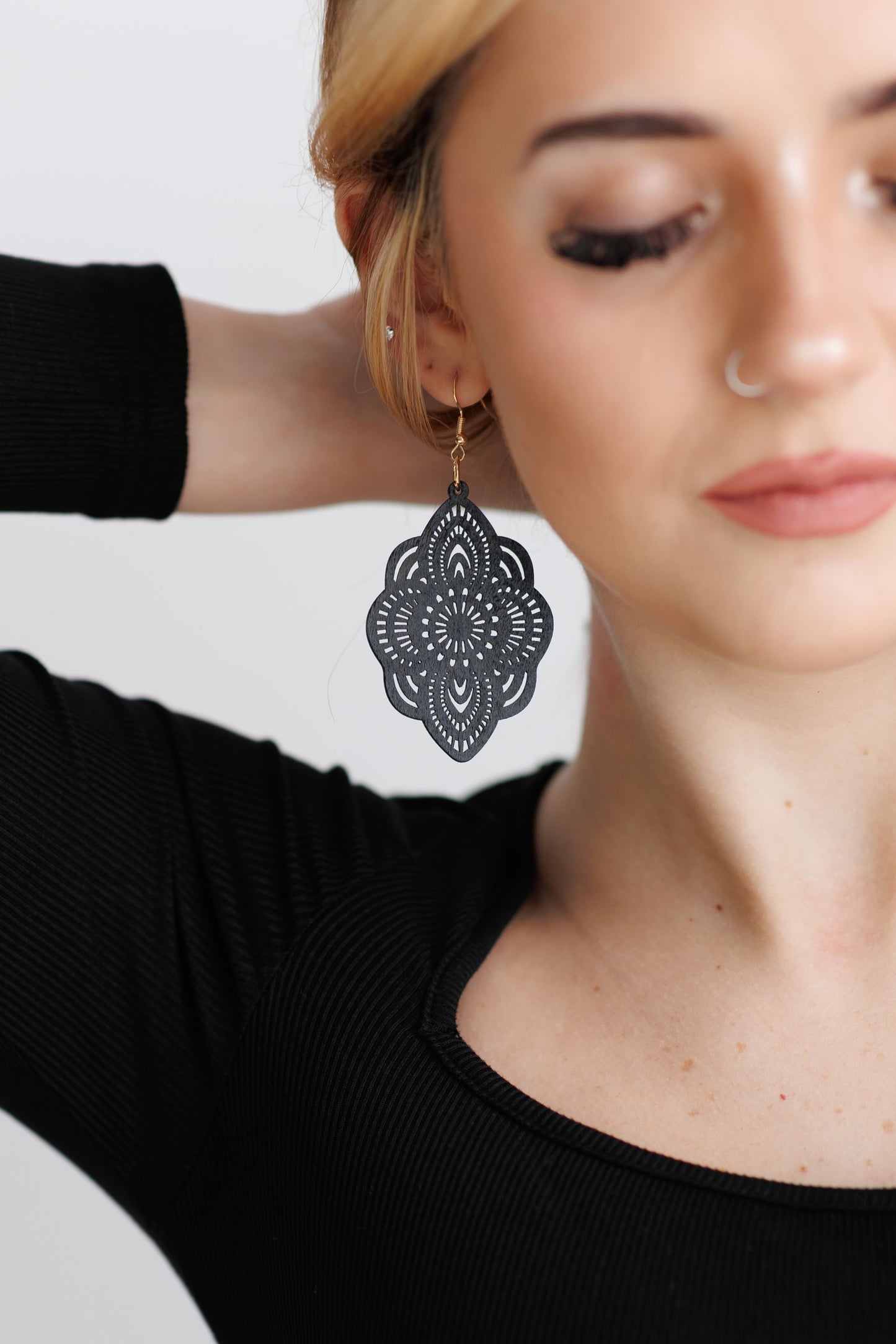 Beautiful Black Wood Earrings