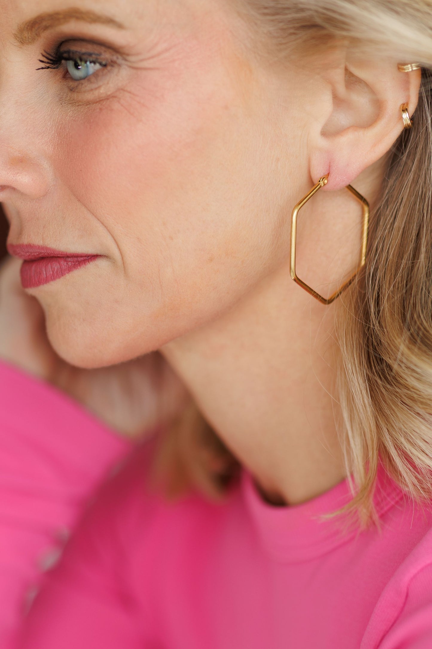 Beautiful Geometric Gold or Silver Hoop Earrings