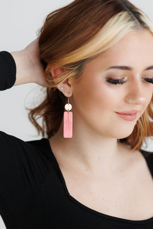 Beautiful Pink and Gold Floral Earrings