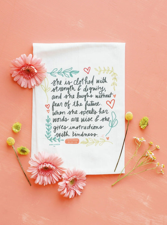 She Is Clothed with Strength - Mother's Day Kitchen Towel