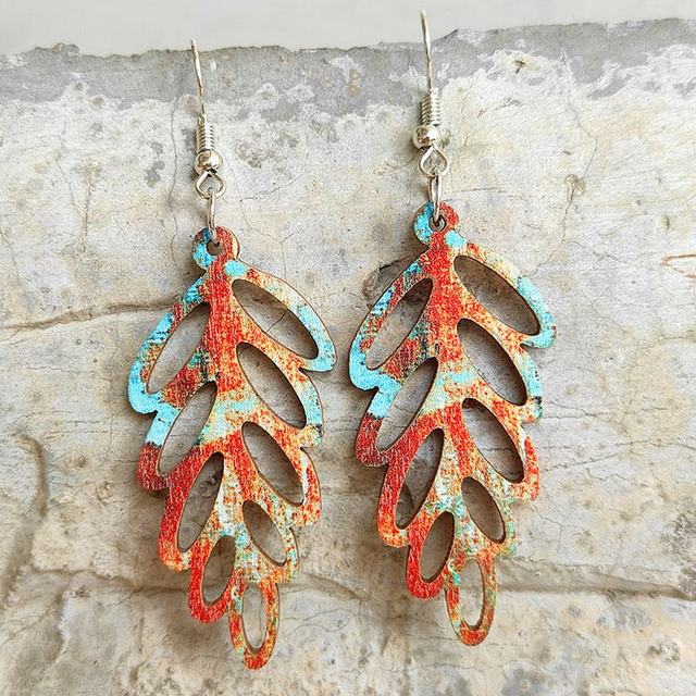 Beautiful Wood Leaf Earrings