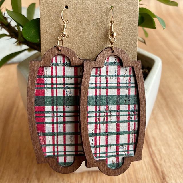 Vintage Plaid Christmas Earrings