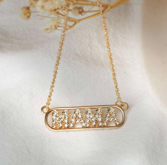 Beautiful Crystal And Gold MAMA Necklace