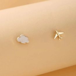 Adorable Cloud and Airplane Stud Earrings
