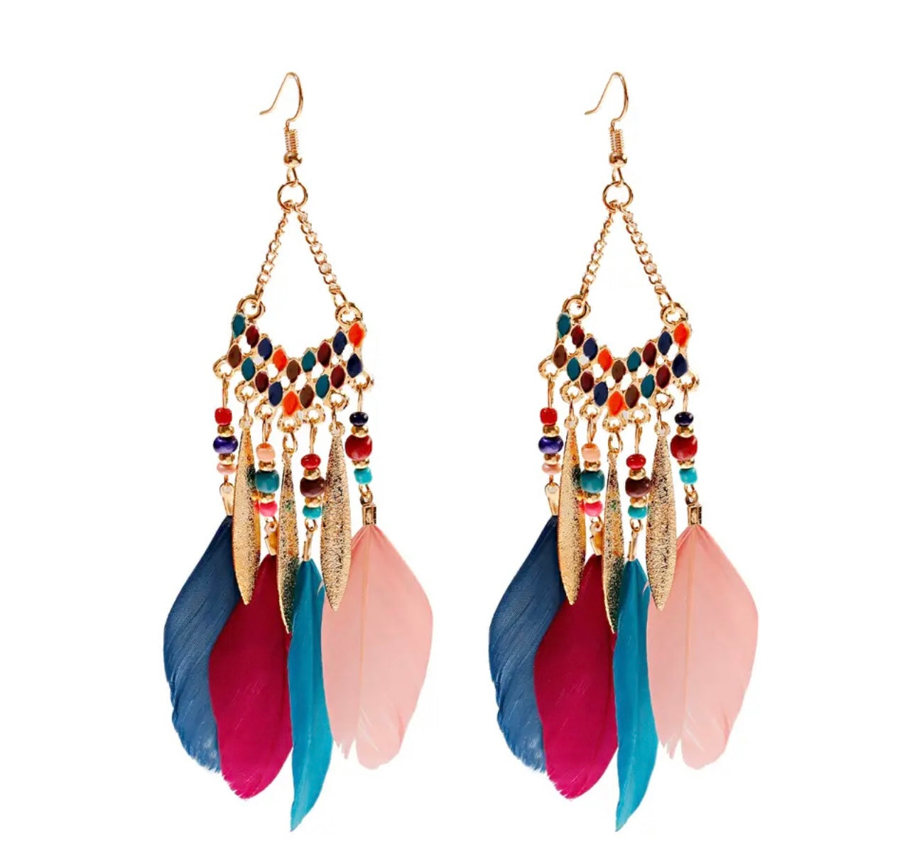 Beautiful Colorful Bohemian Feather Earrings – Rooted Home Goods