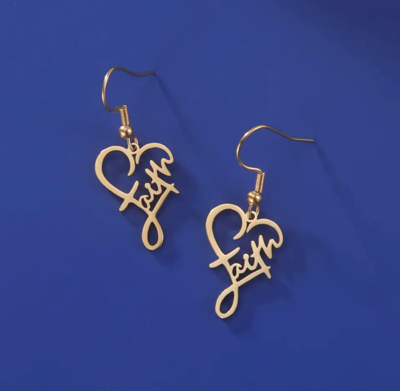 Beautiful Gold or Silver Heart Faith Earrings