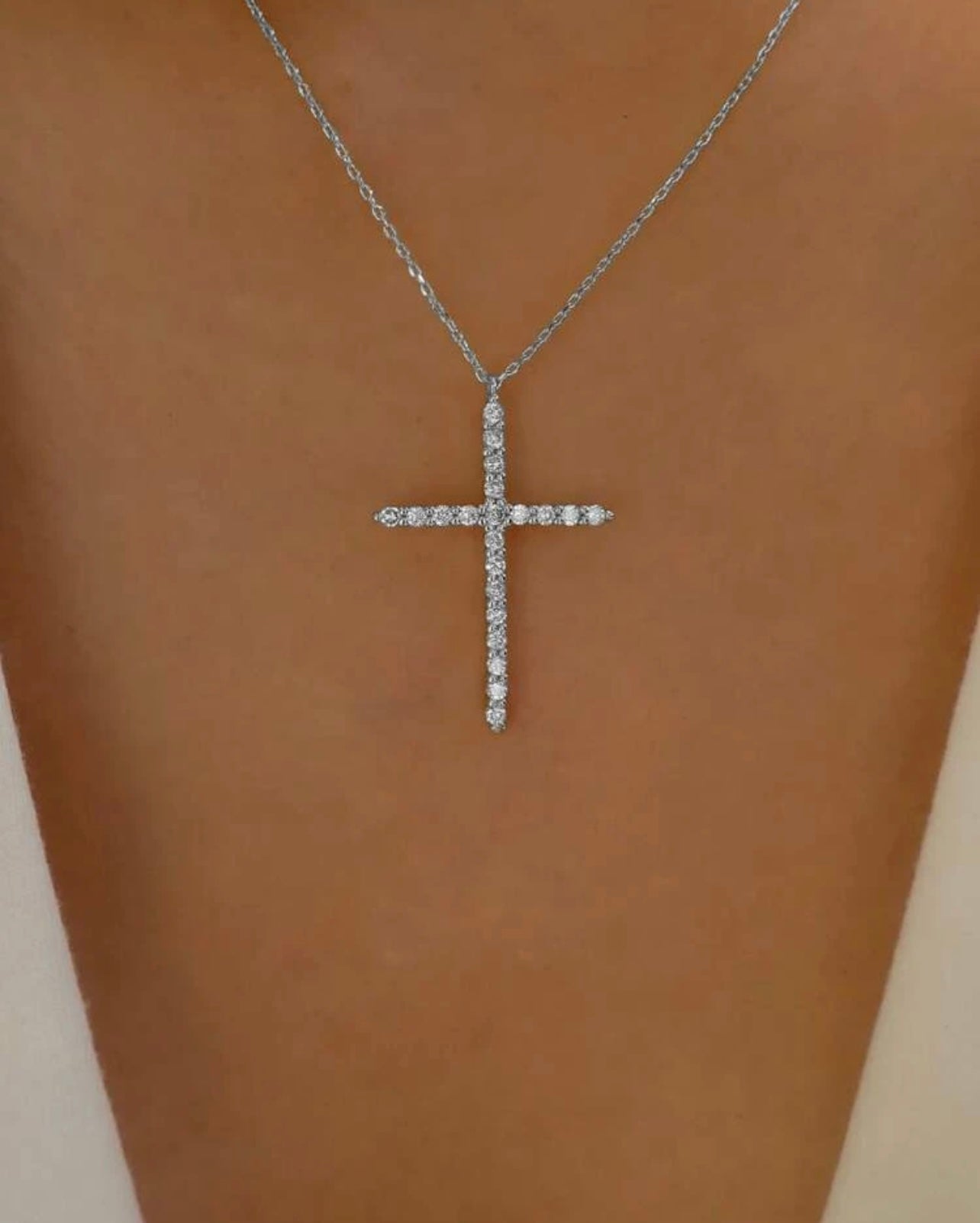 Anne Koplik Elegant Swarovski Crystal Cross Necklace
