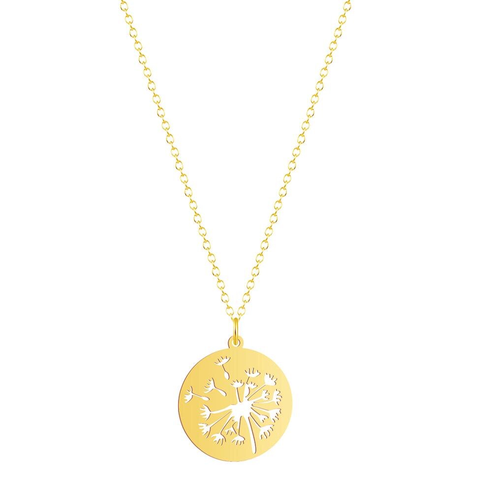 Stainless Steel Gold or Silver Dandelion Necklace