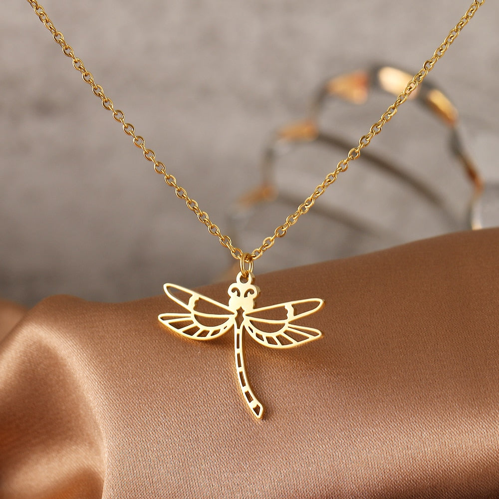 Stainless Steel Dragonfly Necklaces