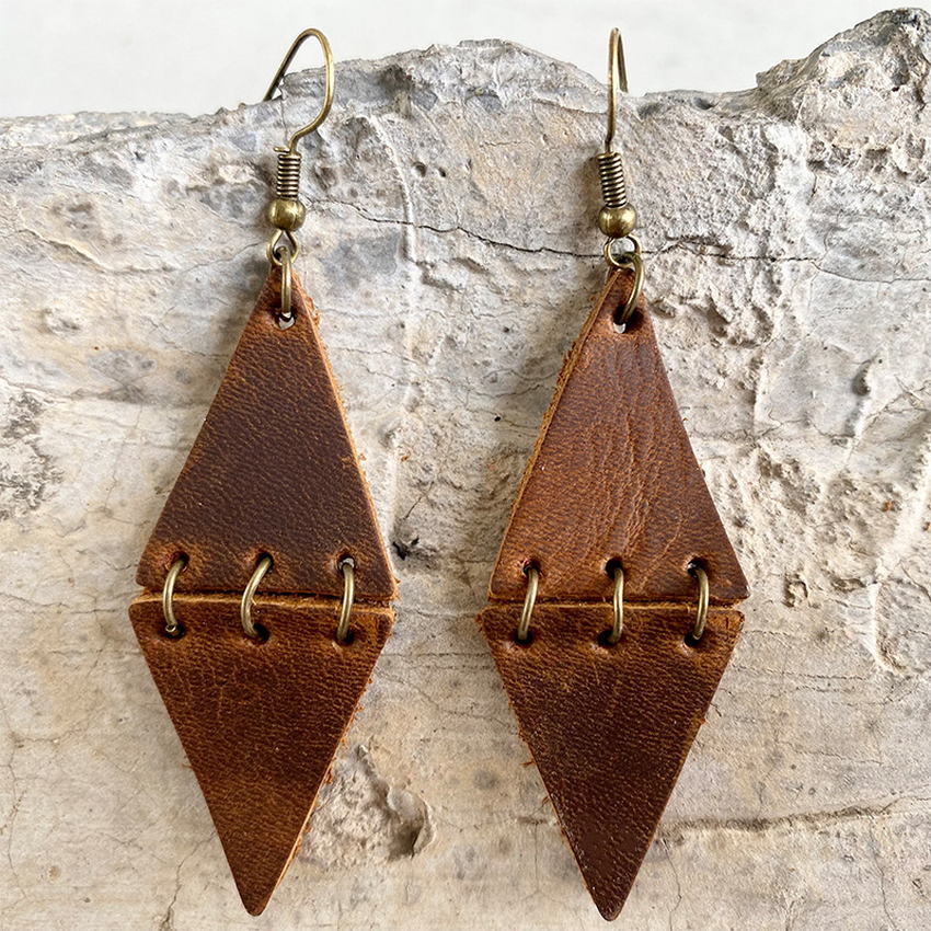 Diamond Genuine Leather Earrings