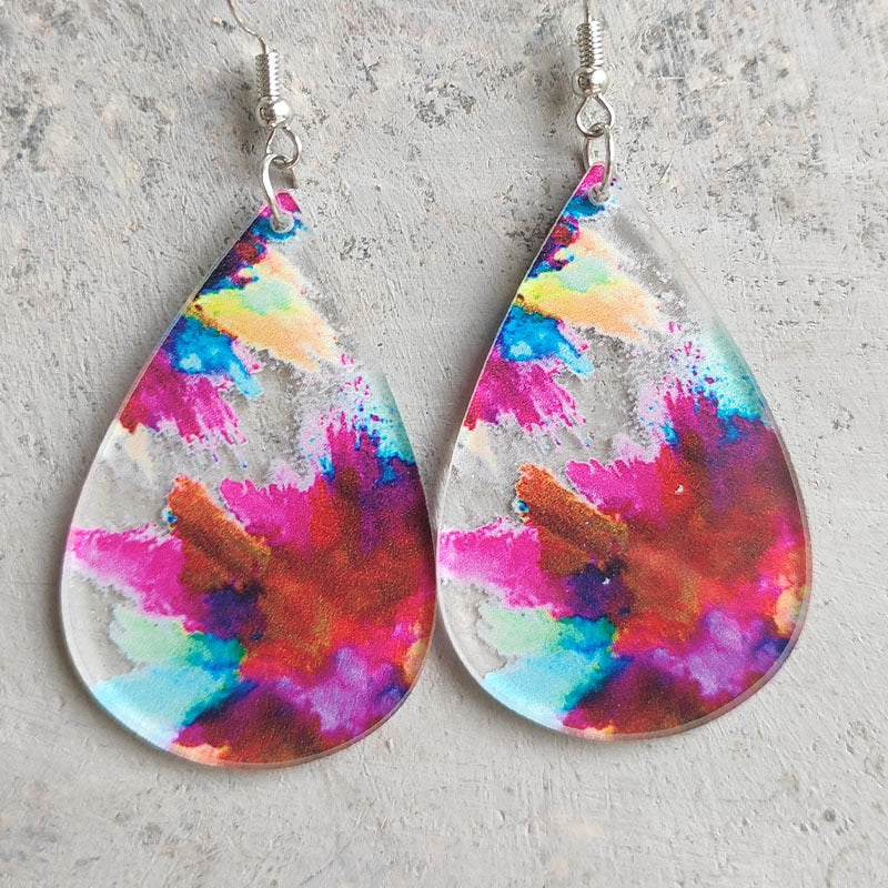 Beautiful Pink Resin Drop Earrings