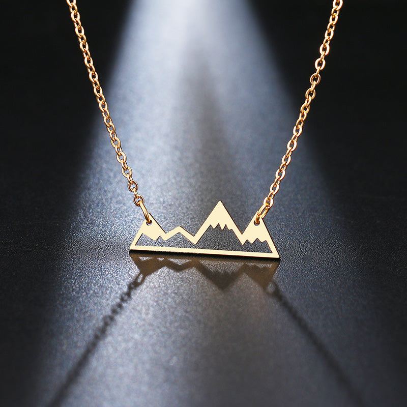 Stainless Steel Gold or Silver Mountain Range Necklace