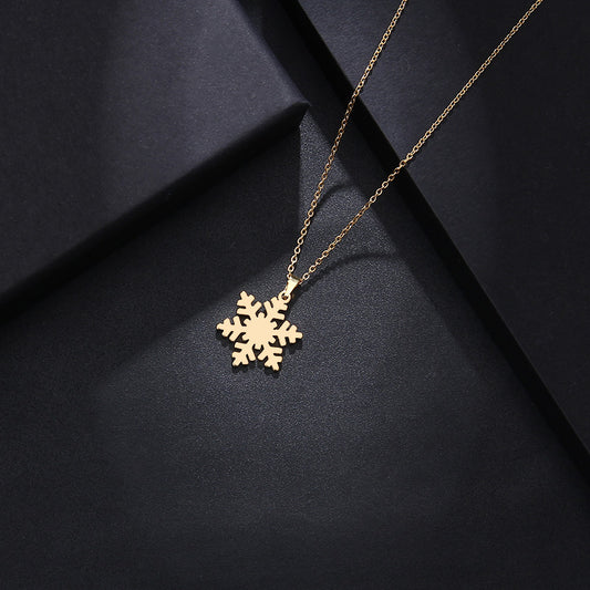 Stainless Steel Gold or Silver Snowflake Necklace